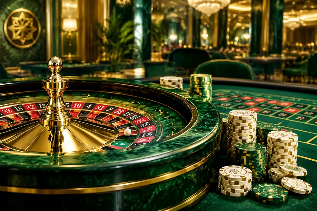 Roda roulette dan perlengkapan kasino